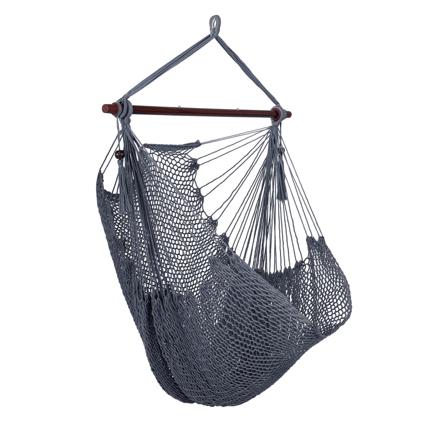Caribbean Hammock Chair with Metal Spreader Bar Large Soft-Spun Rope Woven Swing-Blue