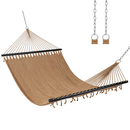 Caribbean Hammock with Spreader Bar for Patio Poolside-Brown