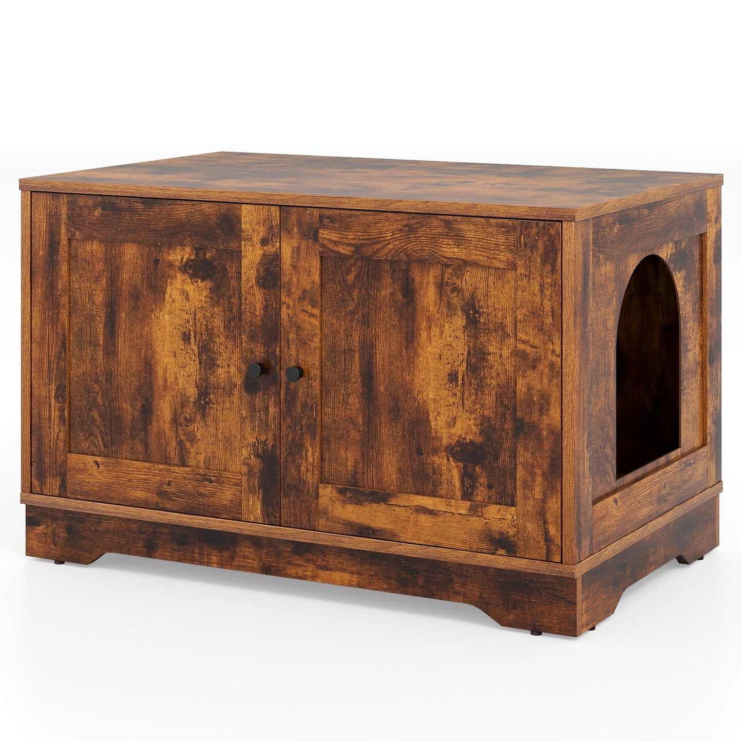 Cat Litter Box Enclosure Furniture Indoor Wooden Cat House End Side Table Nightstand-Black