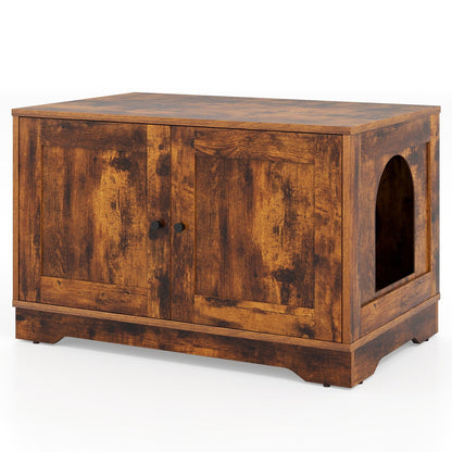 Cat Litter Box Enclosure Furniture Indoor Wooden Cat House End Side Table Nightstand-Black