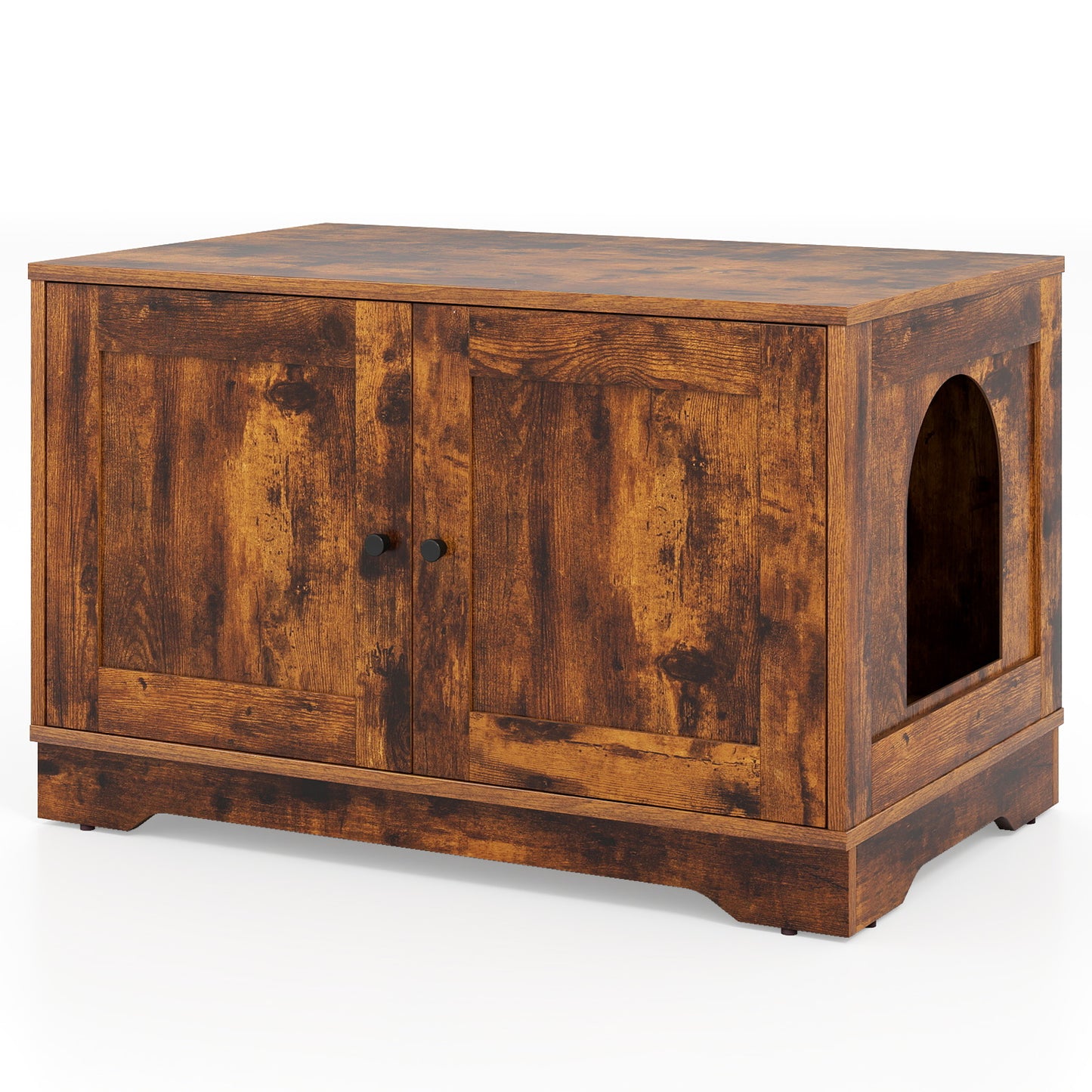 Cat Litter Box Enclosure Furniture Indoor Wooden Cat House End Side Table Nightstand-Black