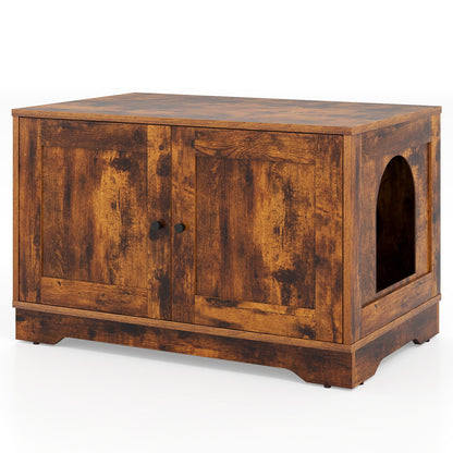 Cat Litter Box Enclosure Furniture Indoor Wooden Cat House End Side Table Nightstand-Black