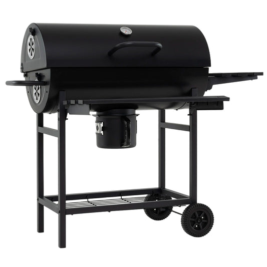 Charcoal BBQ Grill Outdoor Smoker Grill Combo with Thermometer-Black