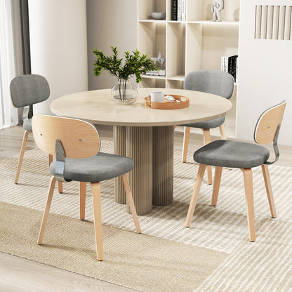 Chenille Fabric Upholstered Wooden Kitchen Chairs Set of 4-Dark Gray