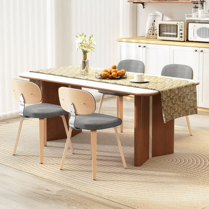 Chenille Fabric Upholstered Wooden Kitchen Chairs Set of 4-Dark Gray