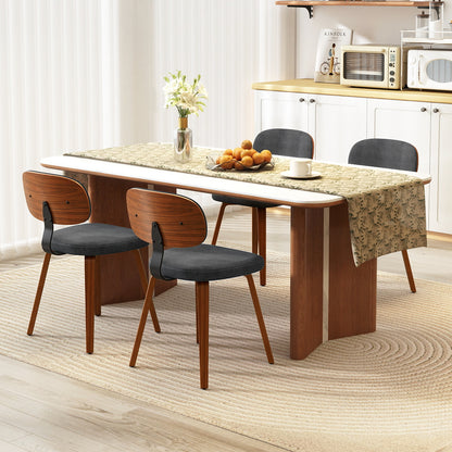 Chenille Fabric Upholstered Wooden Kitchen Chairs Set of 4-Dark Gray