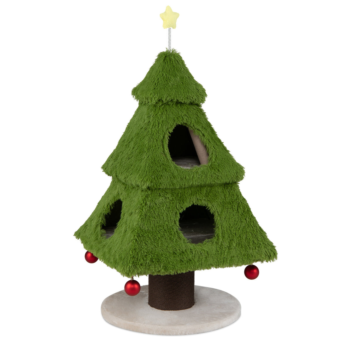 Christmas Cat Tree with Scratching Post and Dangling Balls for Indoor Cats-Green