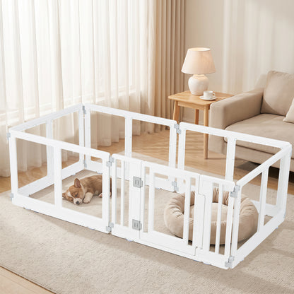 Clear Plastic Dog Playpen with Secure Locking Door-8 Panel