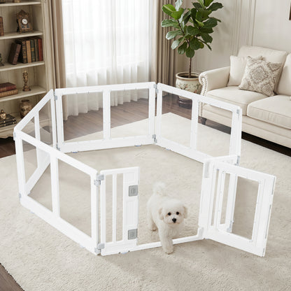 Clear Plastic Dog Playpen with Secure Locking Door-8 Panel