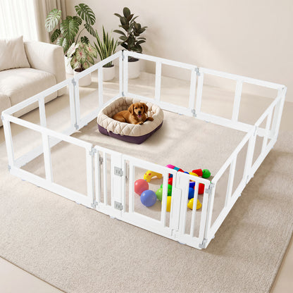 Clear Plastic Dog Playpen with Secure Locking Door-8 Panel