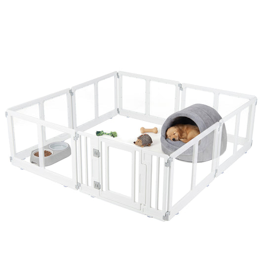Clear Plastic Dog Playpen with Secure Locking Door-8 Panel