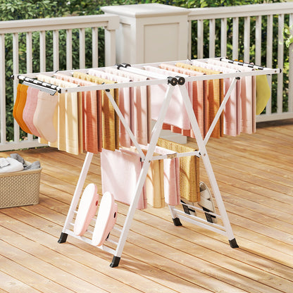 Clothes Drying Rack with Height Adjustable Wings-Beige