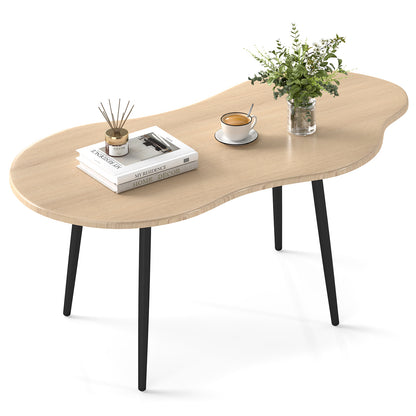 Cloud Shape Coffee Table 39.5 inch Irregular Center Table with Metal Frame-Black