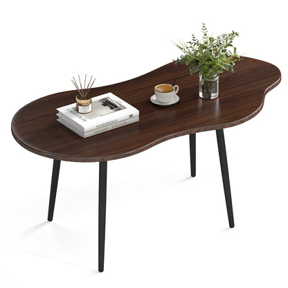Cloud Shape Coffee Table 39.5 inch Irregular Center Table with Metal Frame-Black
