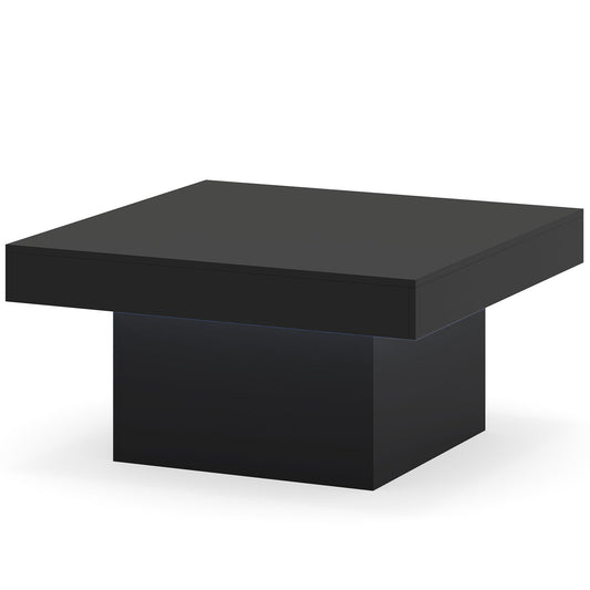 Coffee Table Accent Table with LED Lights and Dynamic Modes-Black