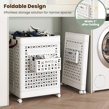 Collapsible Laundry Basket 20 Gallon Plastic Storage Bin-White