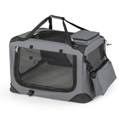 Collapsible Soft Dog Crate Travel Crate with Mesh Windows and 3 Doors-S