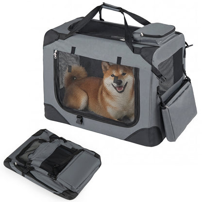 Collapsible Soft Dog Crate Travel Crate with Mesh Windows and 3 Doors-M