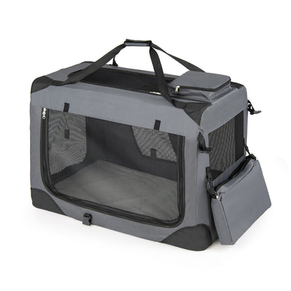Collapsible soft dog crate with mesh windows and three doors, suitable for travel and indoor use, by Direct by Wilsons Home Store.
