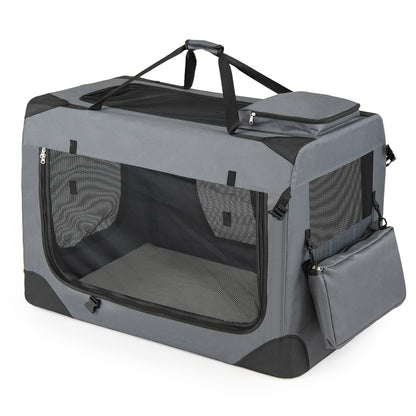 Collapsible Soft Dog Crate Travel Crate with Mesh Windows and 3 Doors-XL
