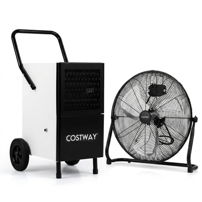 Commercial Dehumidifier and Heavy‑Duty Metal Floor Fan Combo
