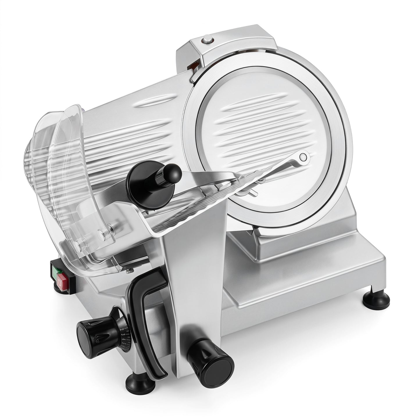Commercial Meat Slicer with 10" Carbon Steel Blade and 0-0.47" Adjustable Thickness for Frozen Meat Cheese-Silver