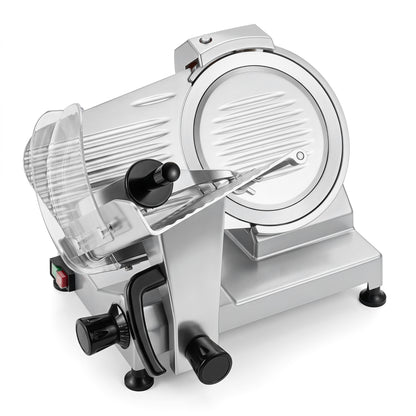 Commercial Meat Slicer with 10" Carbon Steel Blade and 0-0.47" Adjustable Thickness for Frozen Meat Cheese-Silver