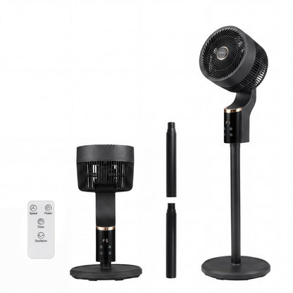 Compact Oscillating Standing Fan with 70° Oscillation and 90° Tilt for Home Office-Black