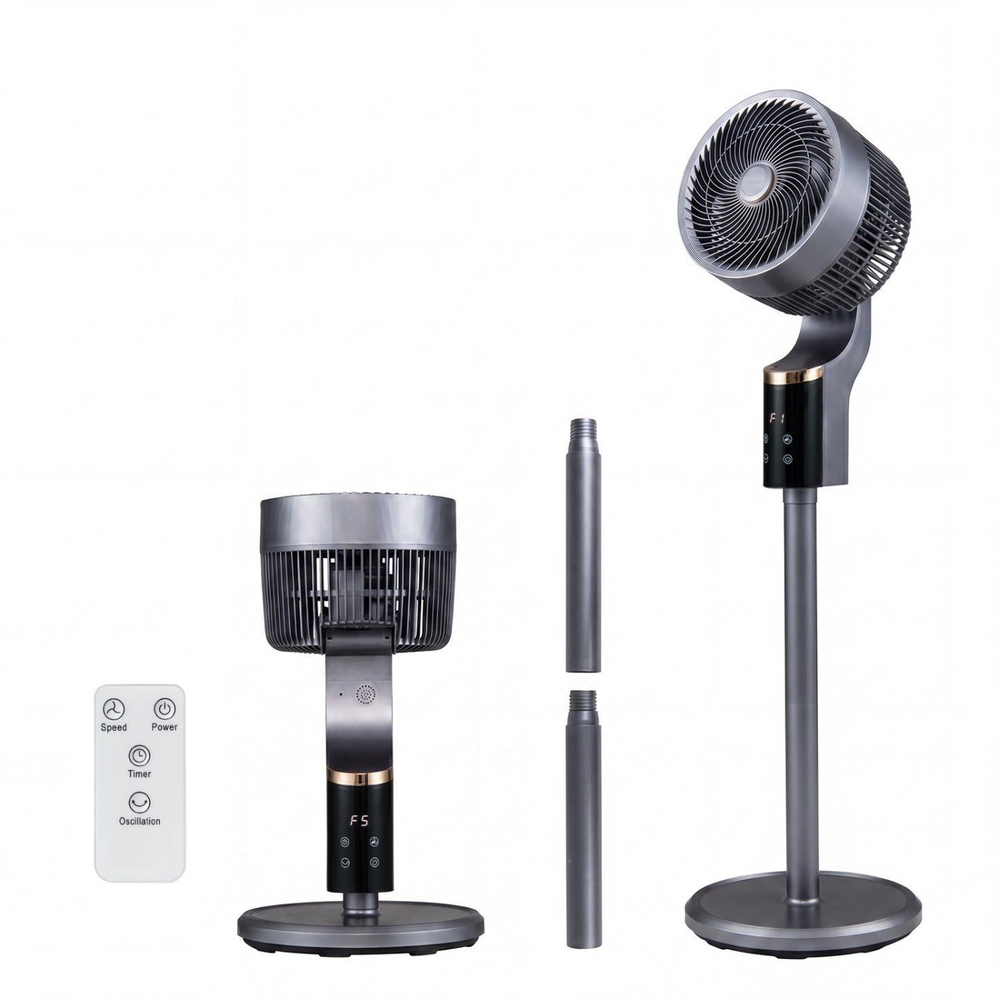 Compact Oscillating Standing Fan with 70° Oscillation and 90° Tilt for Home Office-Black