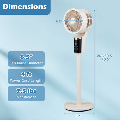 Compact Oscillating Standing Fan with 70° Oscillation and 90° Tilt for Home Office-Black