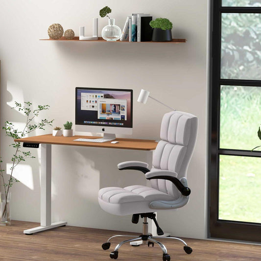 Compact Standing Desk and Executive Chair Set with Memory Heights