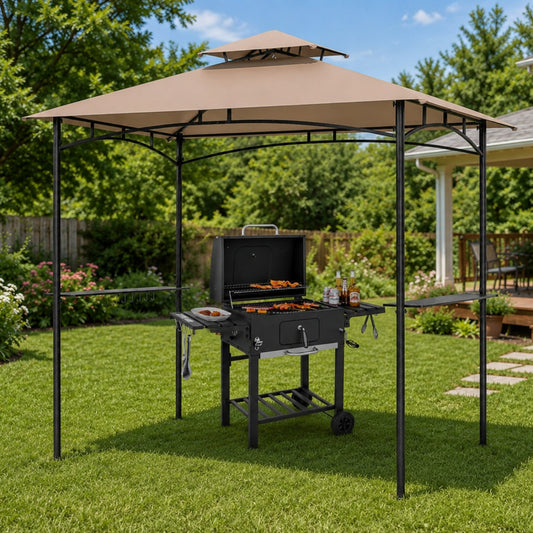 Outdoor BBQ station with 8x5 ft waterproof grill gazebo and charcoal grill by Direct by Wilsons Home Store
