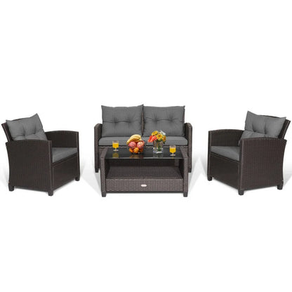 Complete Outdoor Lounge Ensemble: All-Weather 10' x 10' Hardtop Gazebo and 4-Piece Patio Conversation Set