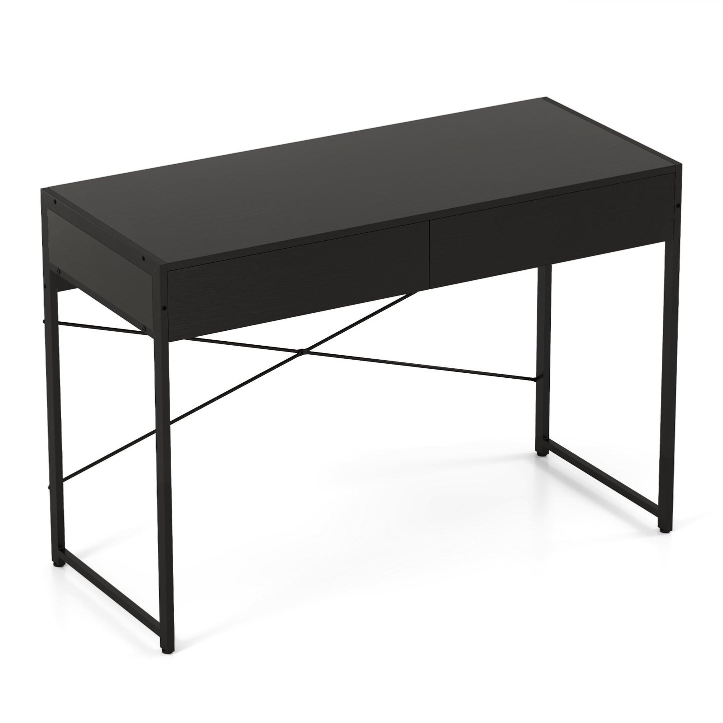 Computer Desk with 2 Drawers 44 Inch Home Office Desk with Metal Frame-Black
