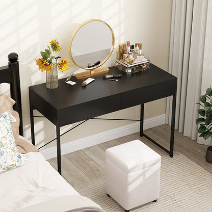 Computer Desk with 2 Drawers 44 Inch Home Office Desk with Metal Frame-Black