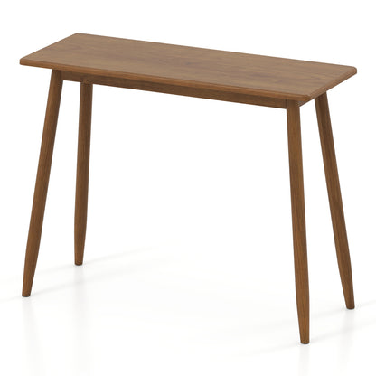 Computer Desk with Rubber Wood Legs Wooden Writing Desk with Spacious Tabletop-Walnut