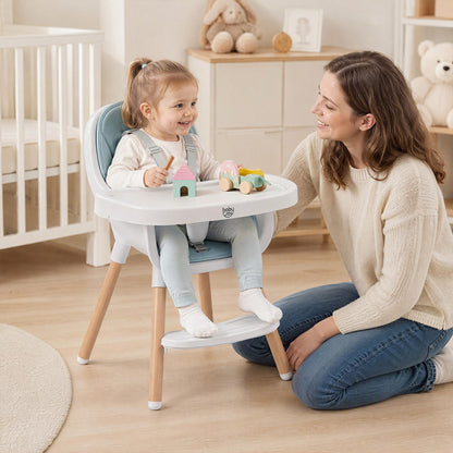 Convertible High Chair with 5-Point Harness for Babies and Toddlers-Beige