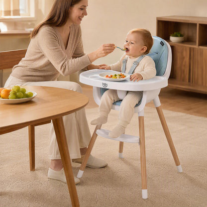 Convertible High Chair with 5-Point Harness for Babies and Toddlers-Beige