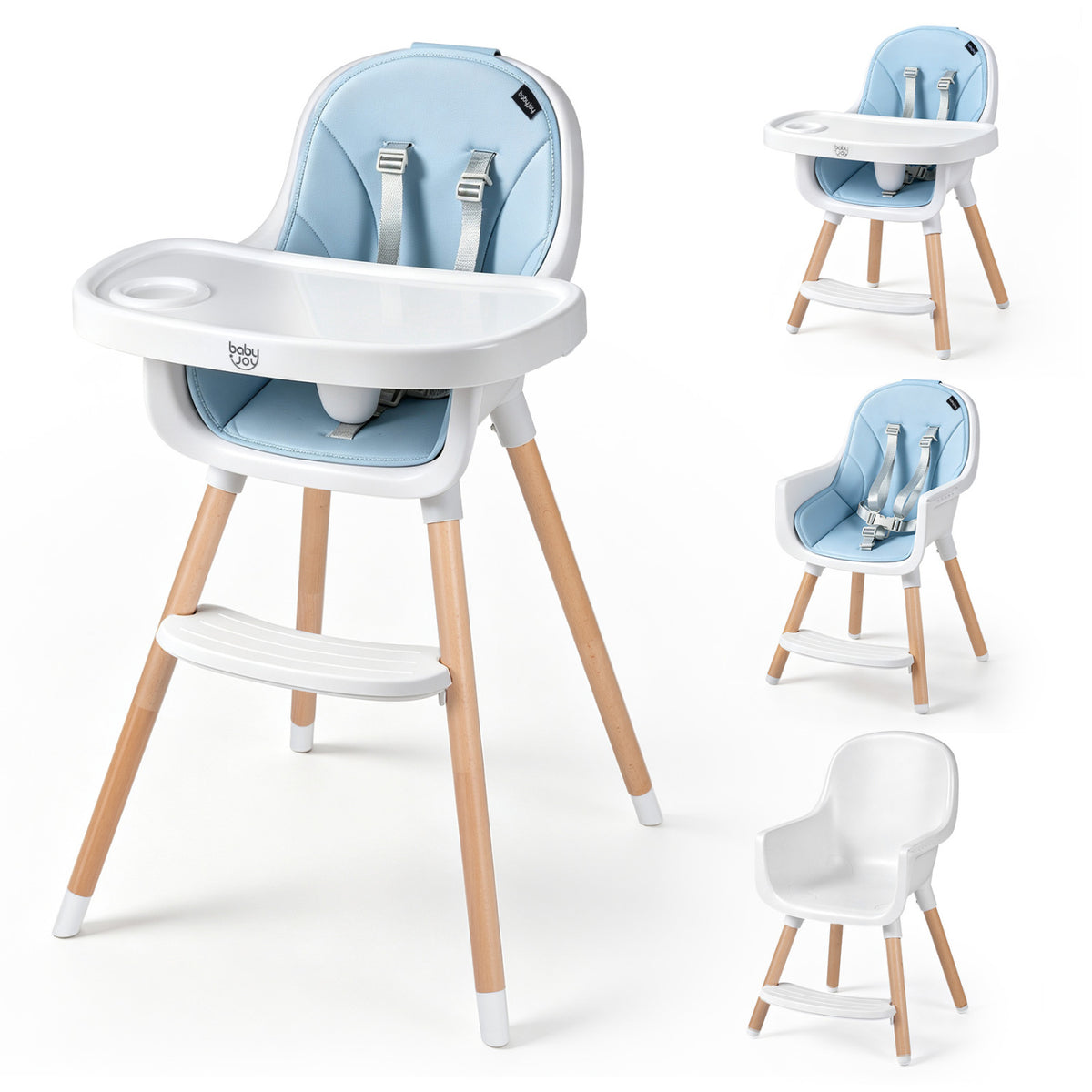 Convertible High Chair with 5-Point Harness for Babies and Toddlers-Beige