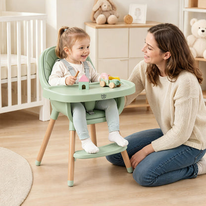 Convertible High Chair with 5-Point Harness for Babies and Toddlers-Beige