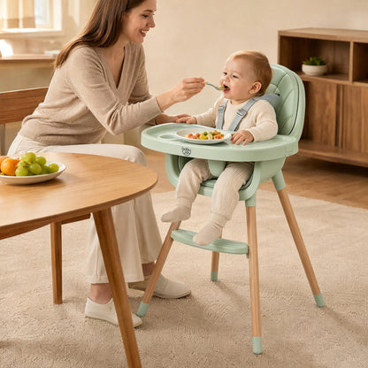 Convertible High Chair with 5-Point Harness for Babies and Toddlers-Beige