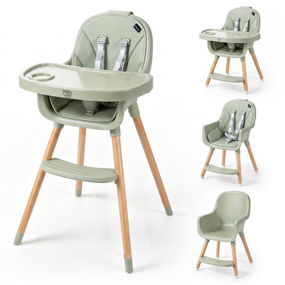 Convertible High Chair with 5-Point Harness for Babies and Toddlers-Beige