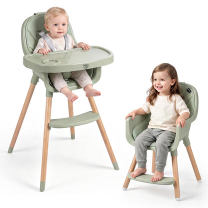 Convertible High Chair with 5-Point Harness for Babies and Toddlers-Beige