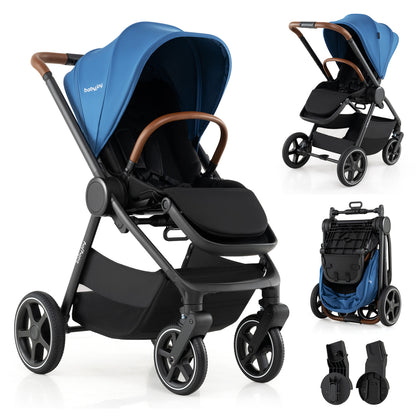Convertible Travel Baby Stroller with Car Seat Adapters-Black