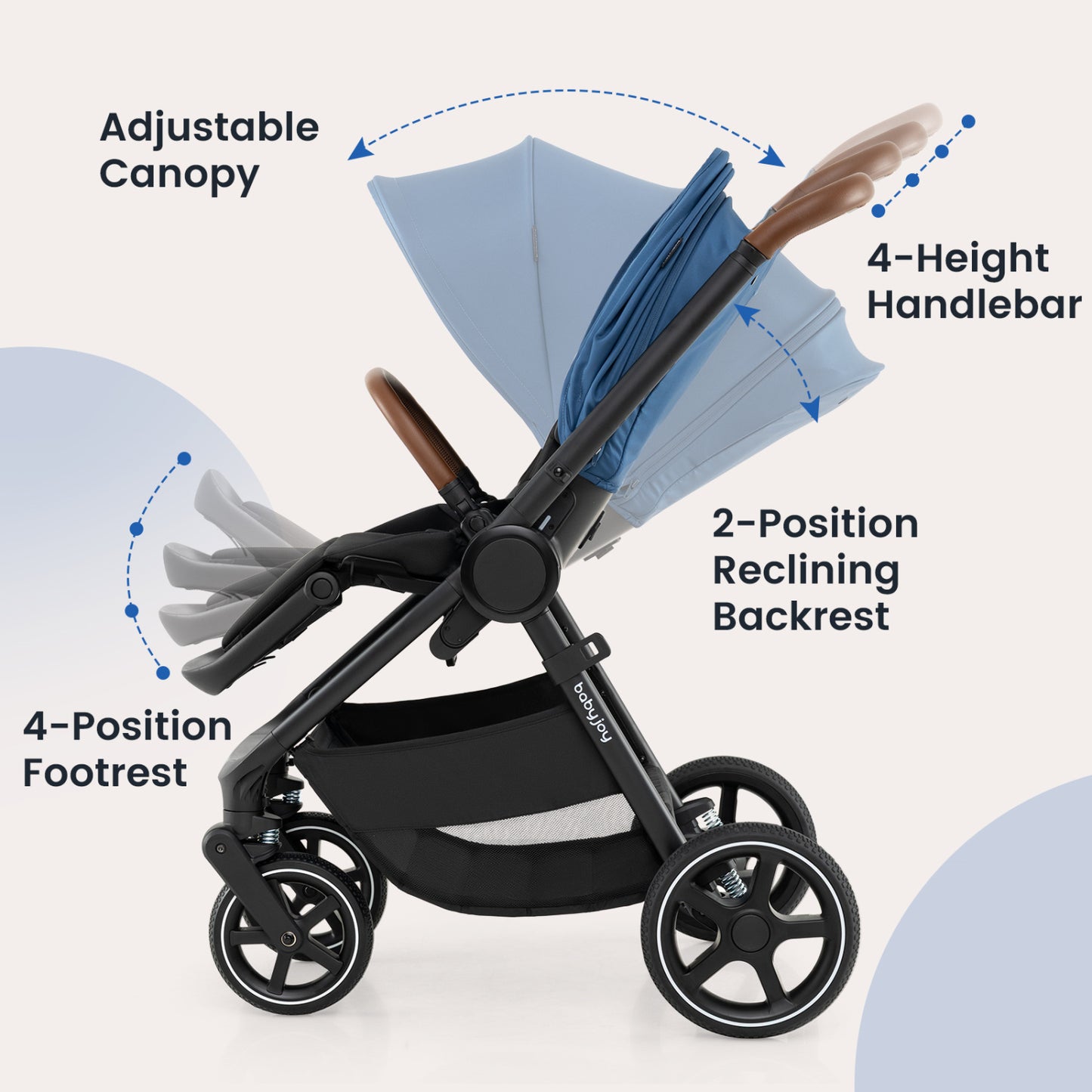 Convertible Travel Baby Stroller with Car Seat Adapters-Black