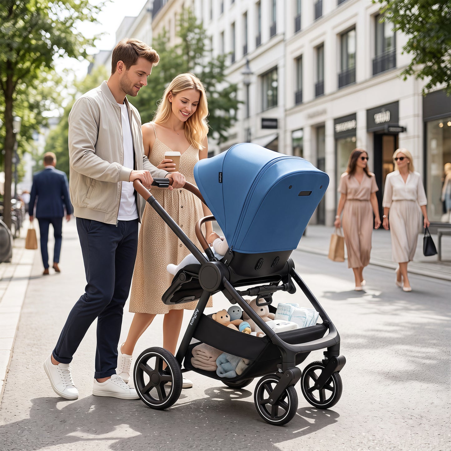 Convertible Travel Baby Stroller with Car Seat Adapters-Black