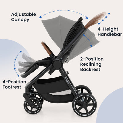 Convertible Travel Baby Stroller with Car Seat Adapters-Black