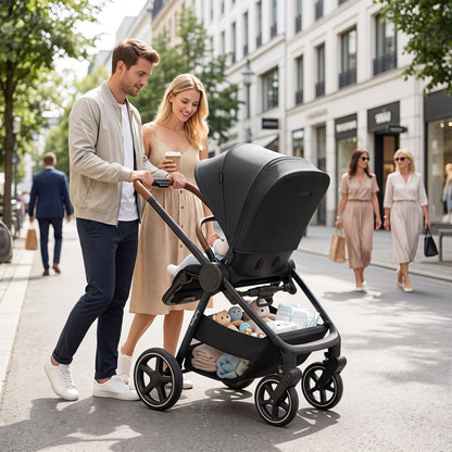 Convertible Travel Baby Stroller with Car Seat Adapters-Black