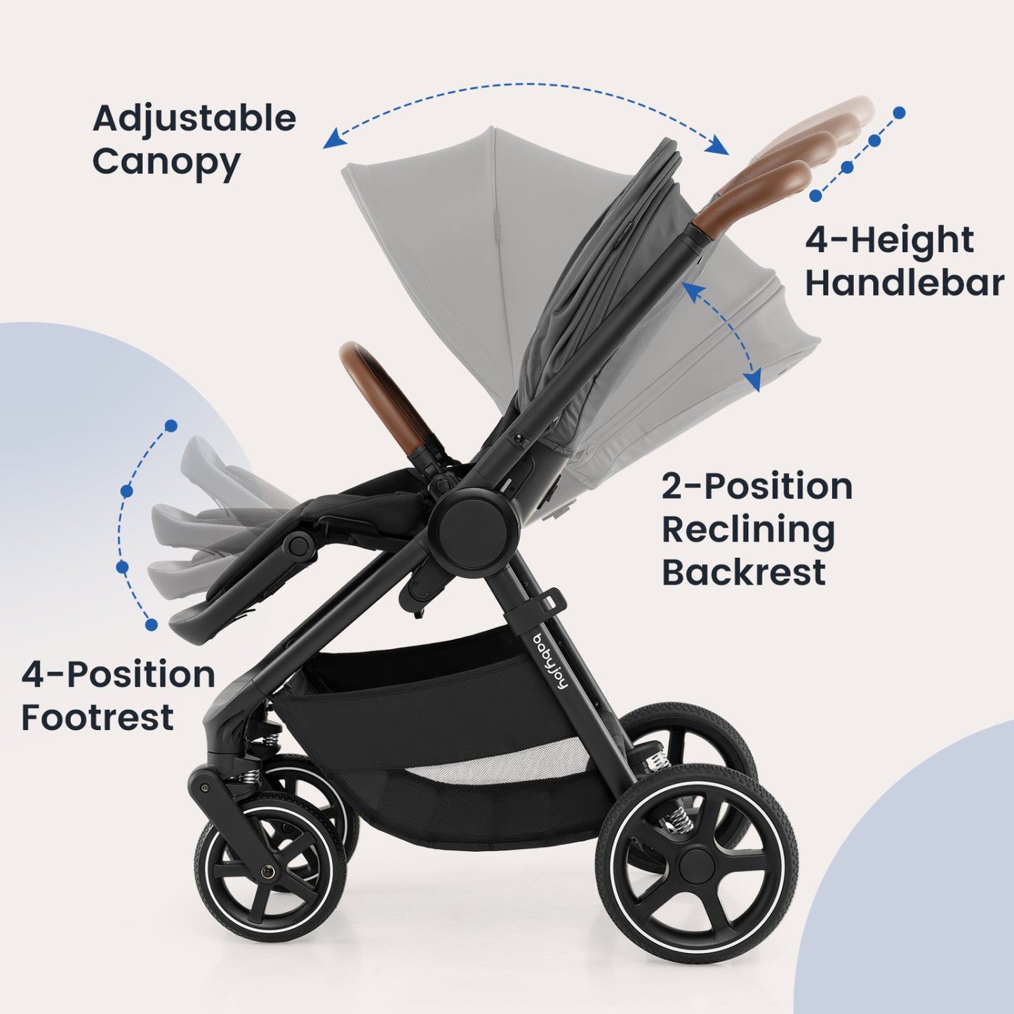Convertible Travel Baby Stroller with Car Seat Adapters-Black