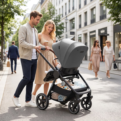 Convertible Travel Baby Stroller with Car Seat Adapters-Black